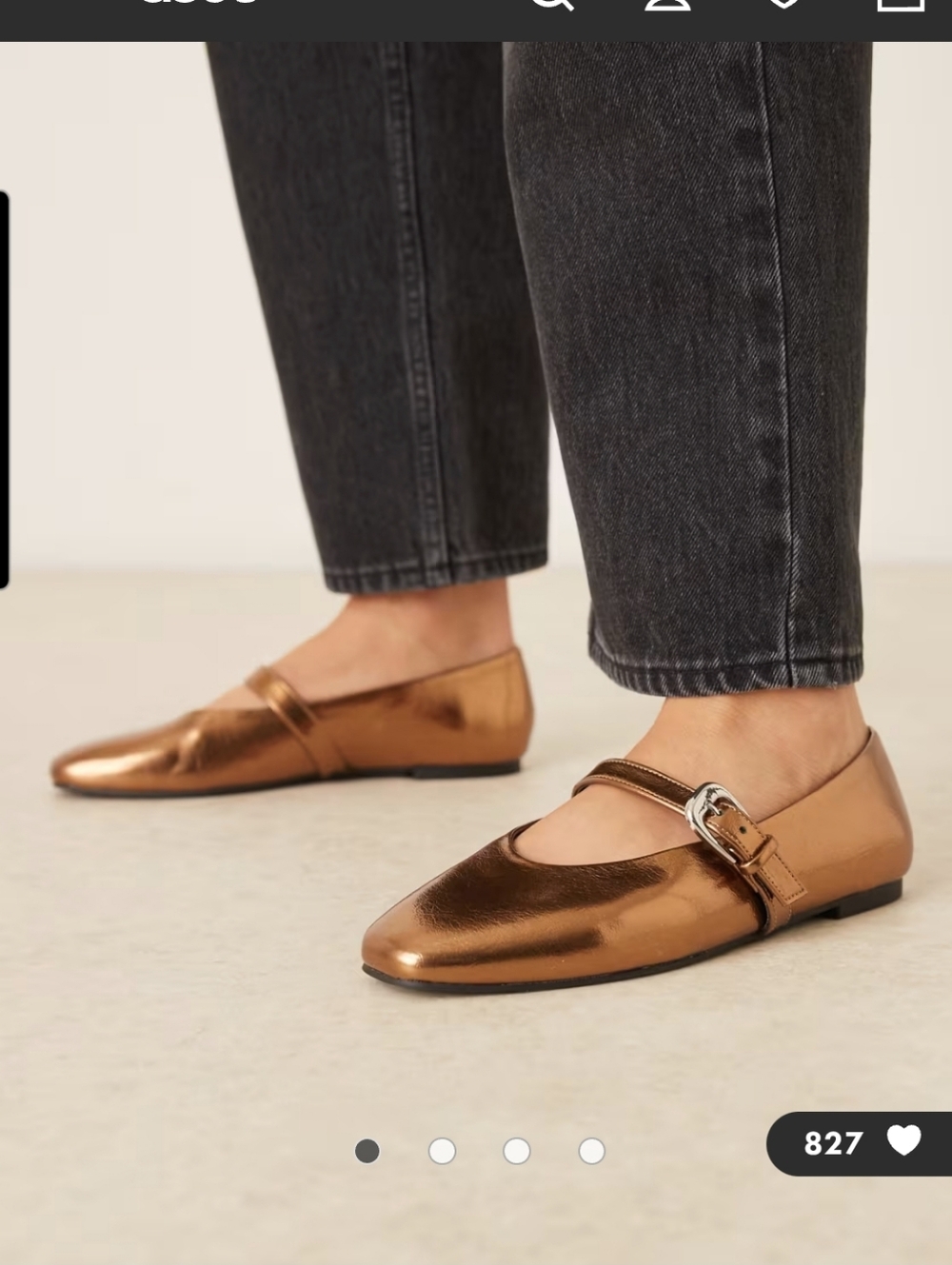 ASOS Classic Metallic Bronze Mary Jane Flats Size 10